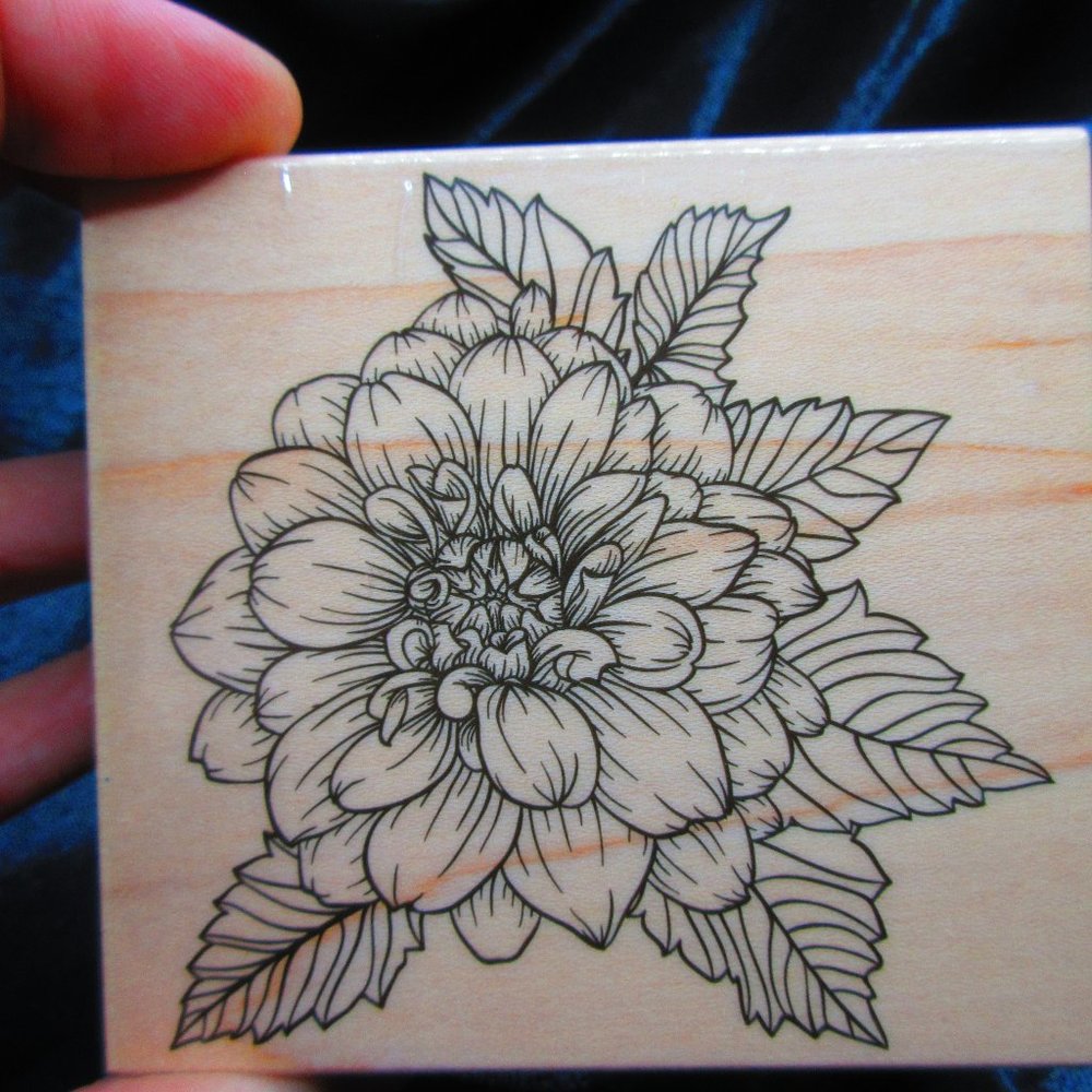 Flower Floral Wood Mounted Stamp 3.25" X 3.5"
